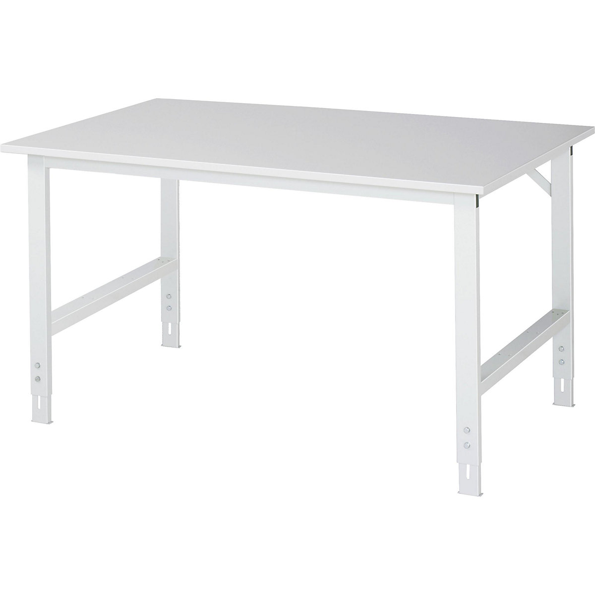 Work table, height adjustable – RAU, 760 – 1080 mm, melamine coated chipboard worktop, WxD 1500 x 1000 mm, light grey-10