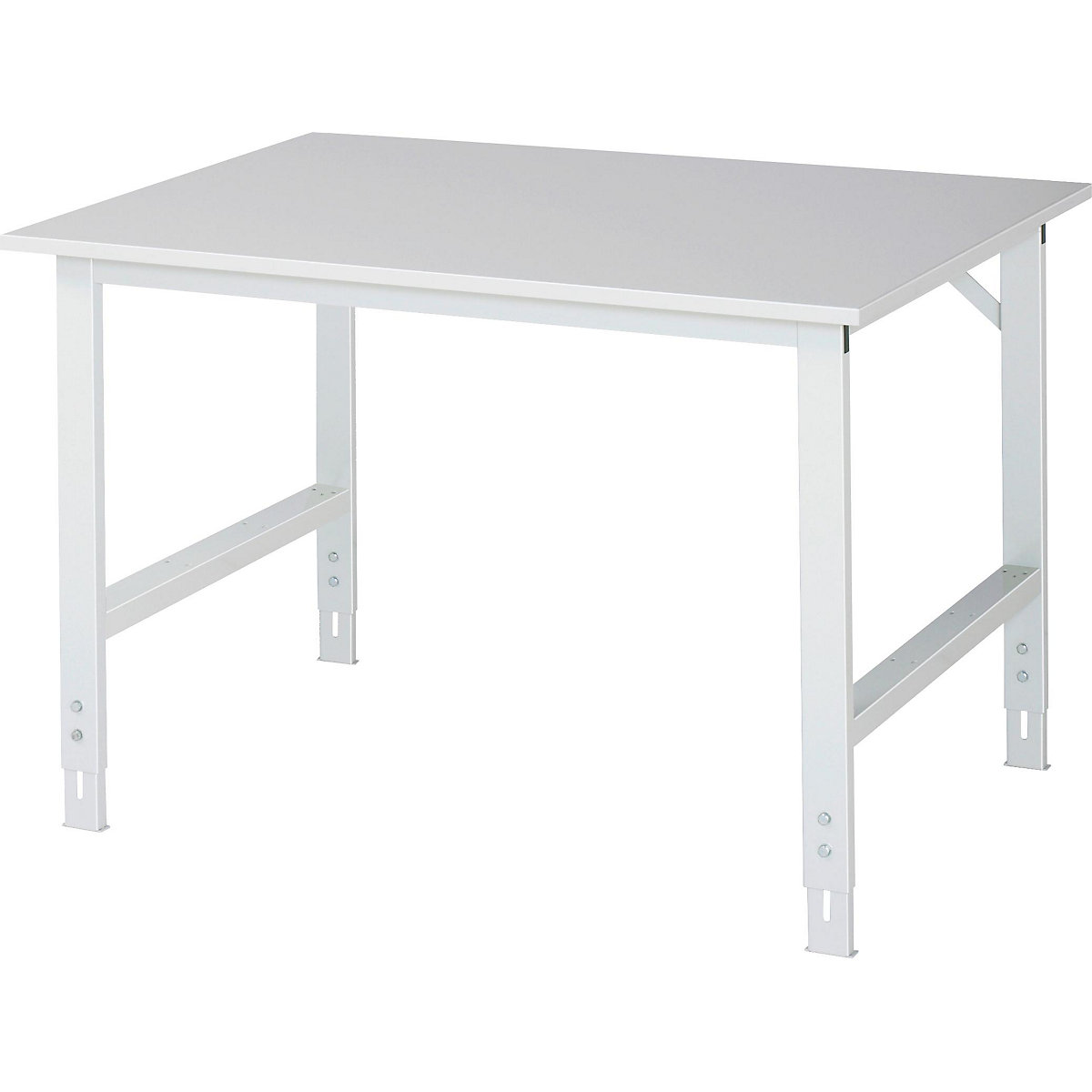 Work table, height adjustable – RAU, 760 – 1080 mm, melamine coated chipboard worktop, WxD 1250 x 1000 mm, light grey-15