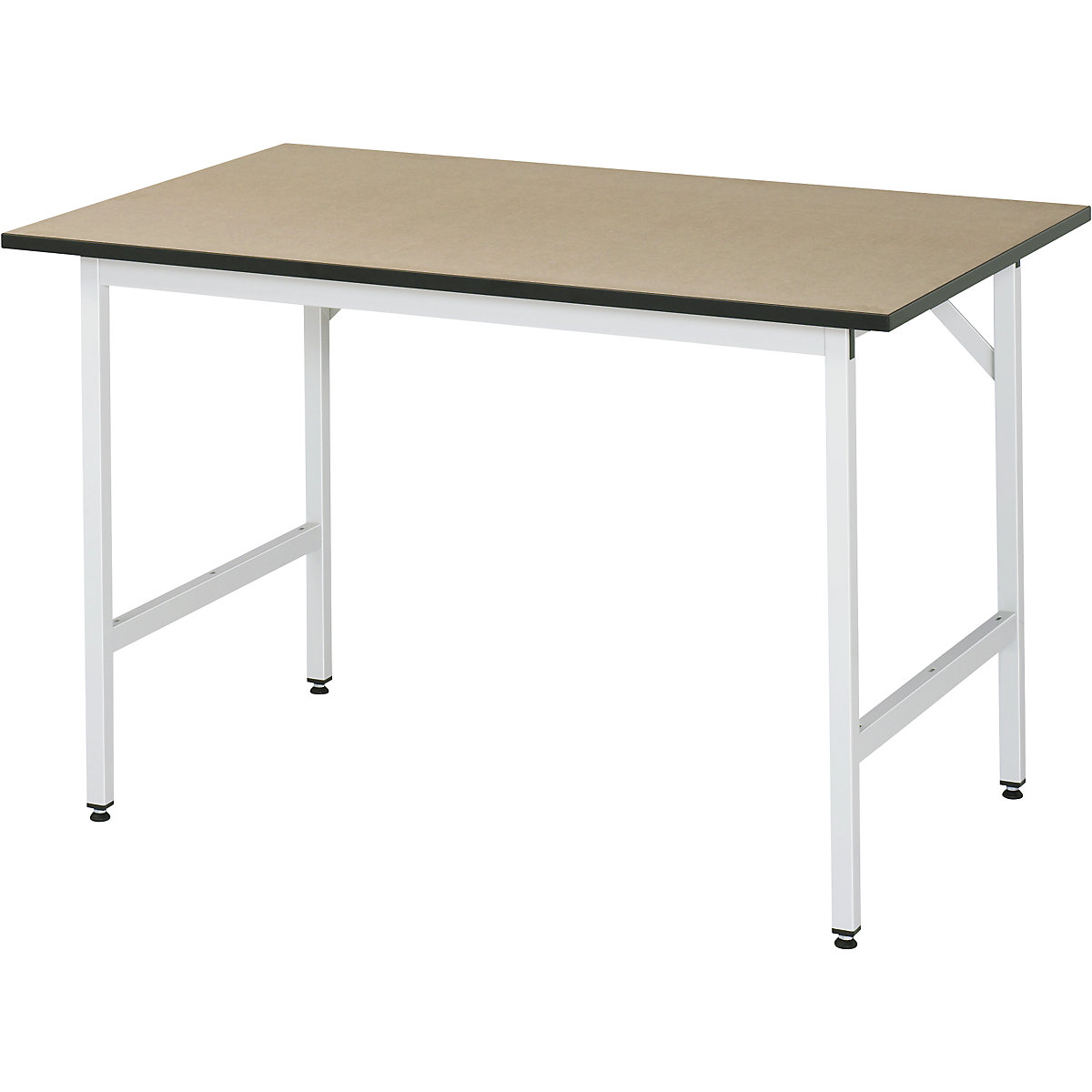 Work table, height adjustable – RAU, 800 – 850 mm, MDF worktop, WxD 1250 x 800 mm, light grey-8
