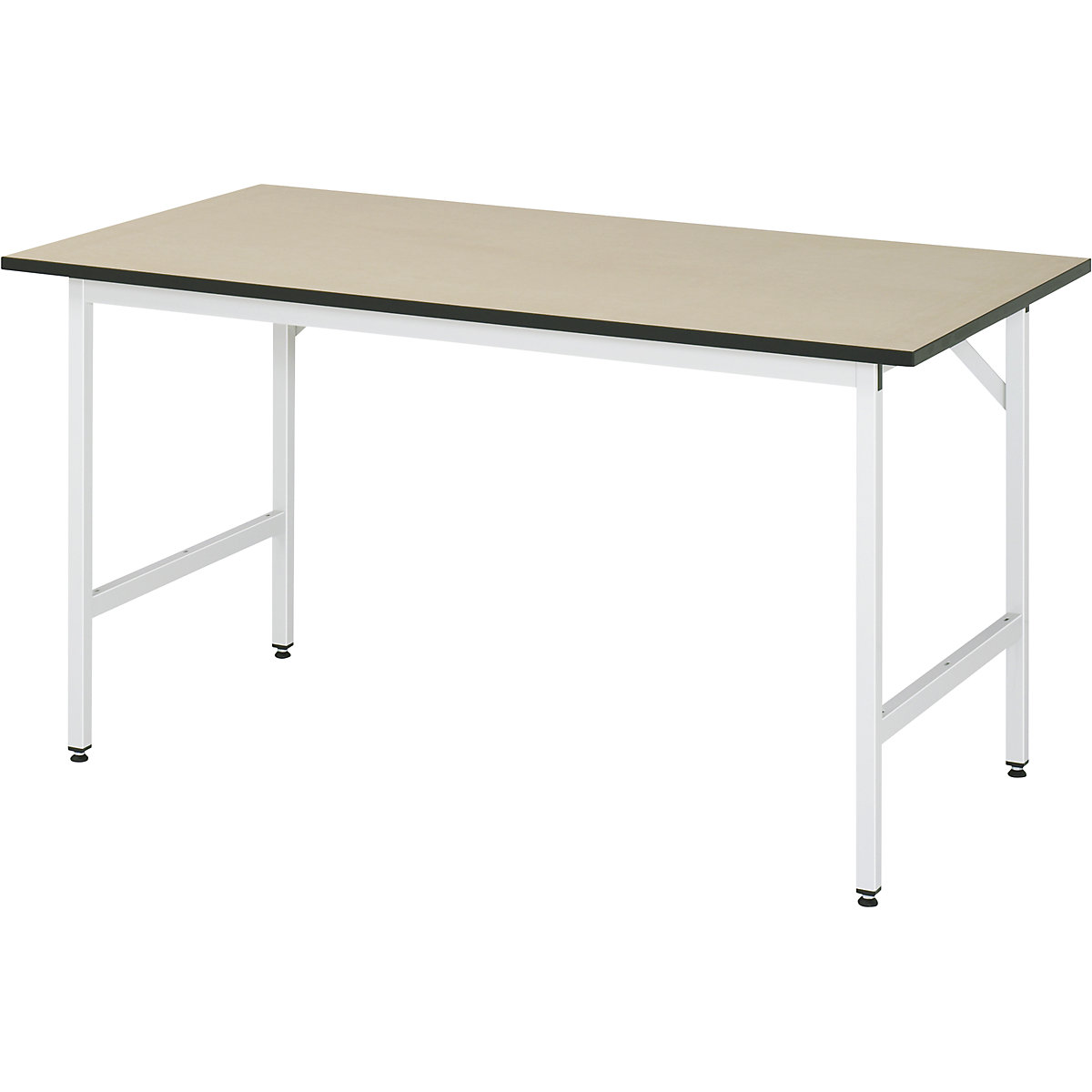 Work table, height adjustable – RAU, 800 – 850 mm, MDF worktop, WxD 1500 x 800 mm, light grey-12