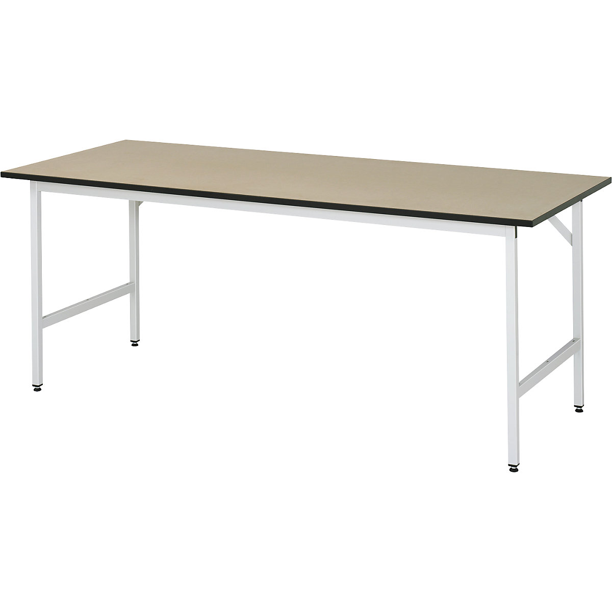 Work table, height adjustable – RAU, 800 – 850 mm, MDF worktop, WxD 2000 x 800 mm, light grey-9