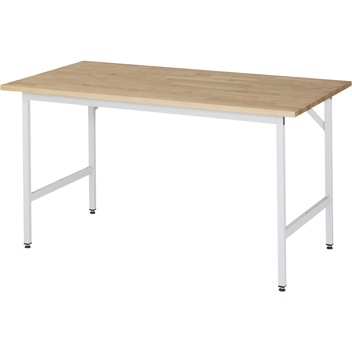 Work table, height adjustable – RAU, 800 – 850 mm, solid beech worktop, WxD 1500 x 800 mm, light grey-15
