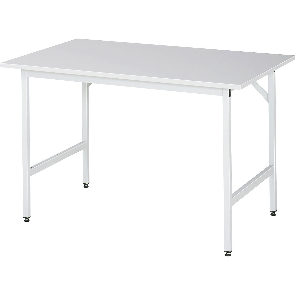Work table, height adjustable – RAU, 800 – 850 mm, melamine coated chipboard worktop, WxD 1250 x 800 mm, light grey-13