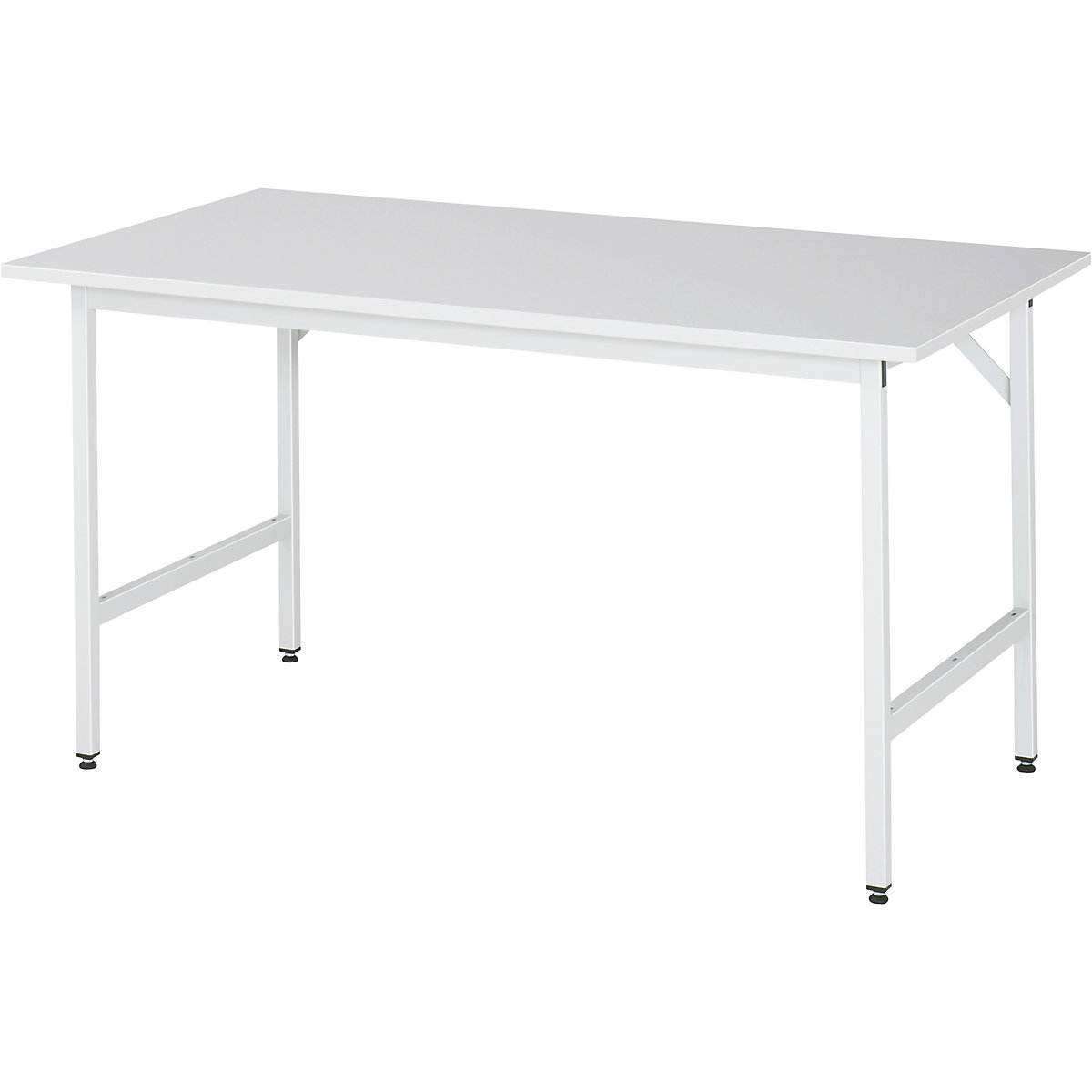 Work table, height adjustable – RAU, 800 – 850 mm, melamine coated chipboard worktop, WxD 1500 x 800 mm, light grey-10