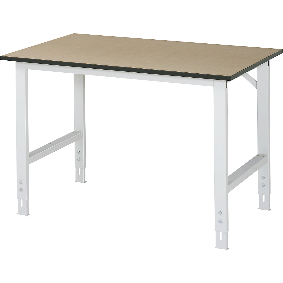 Work table, height adjustable – RAU, 760 – 1080 mm, MDF worktop, WxD 1250 x 800 mm, light grey-13