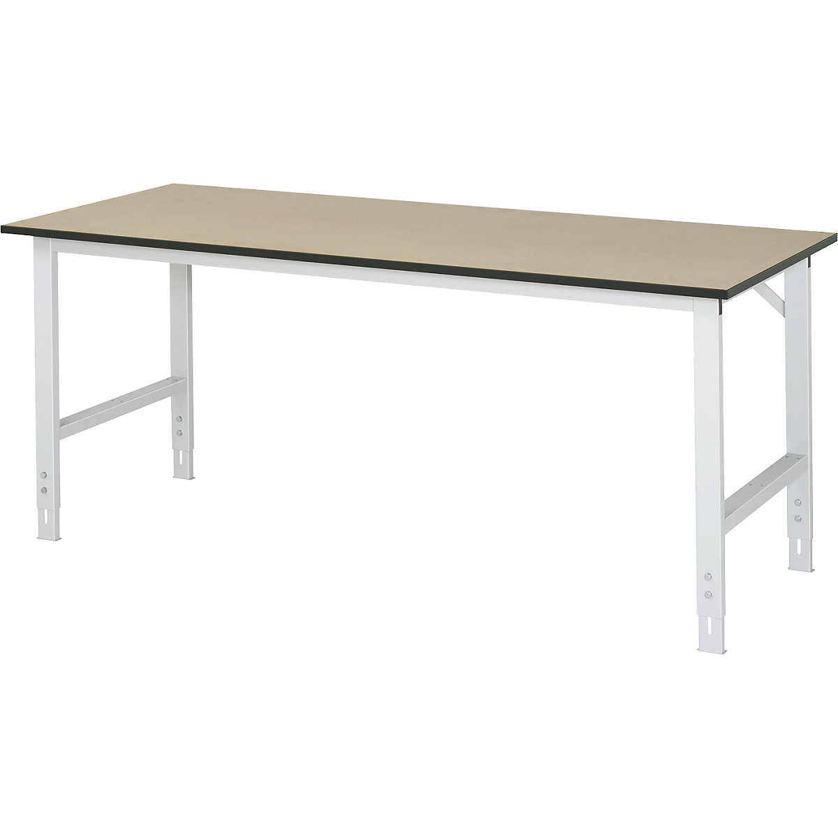 Work table, height adjustable – RAU, 760 – 1080 mm, MDF worktop, WxD 2000 x 800 mm, light grey-14