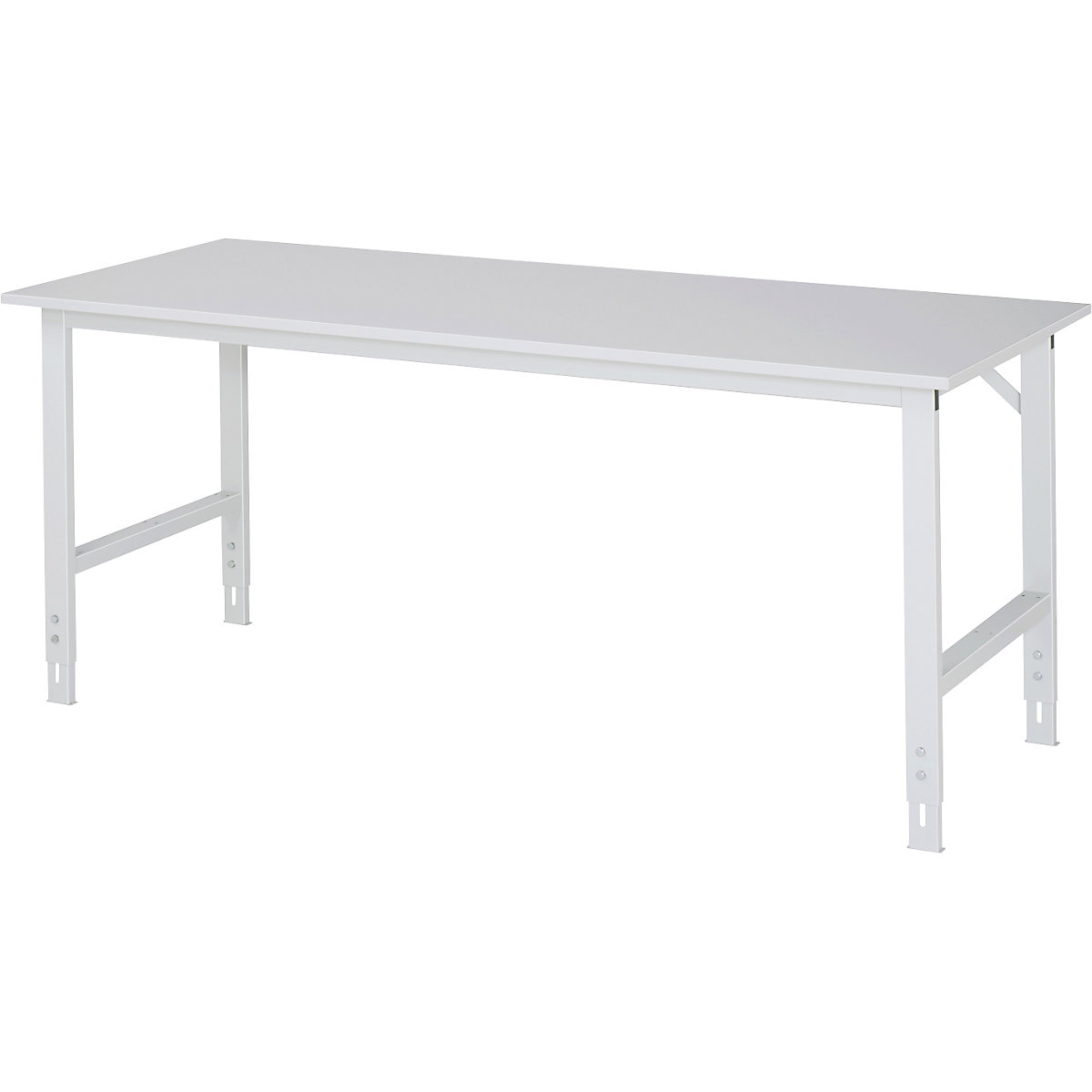 Work table, height adjustable – RAU, 760 – 1080 mm, melamine coated chipboard worktop, WxD 2000 x 800 mm, light grey-17