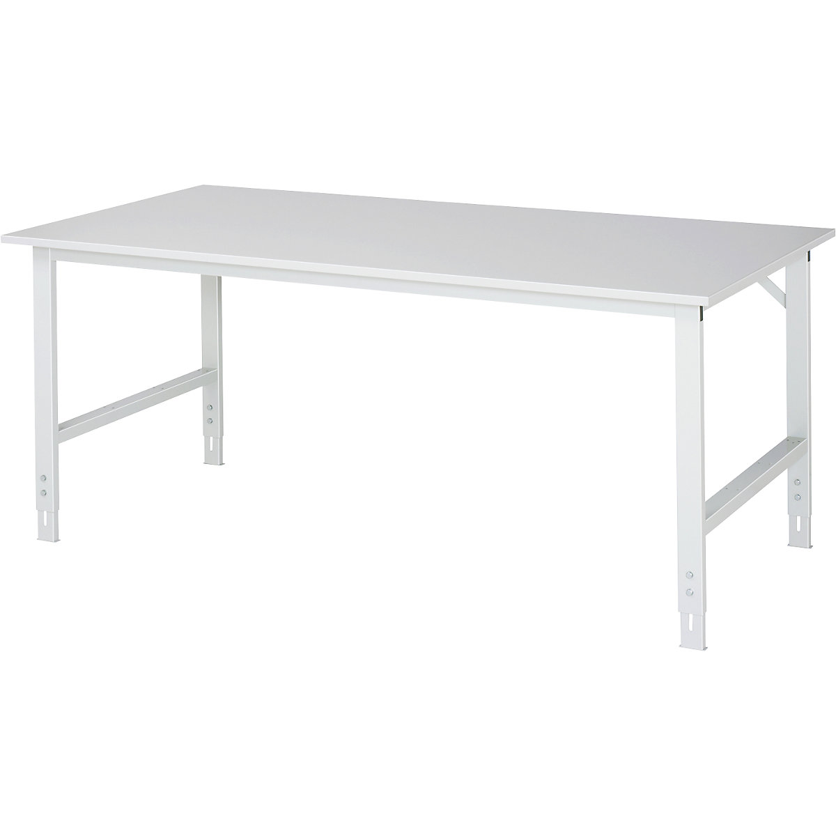 Work table, height adjustable – RAU, 760 – 1080 mm, melamine coated chipboard worktop, WxD 2000 x 1000 mm, light grey-13