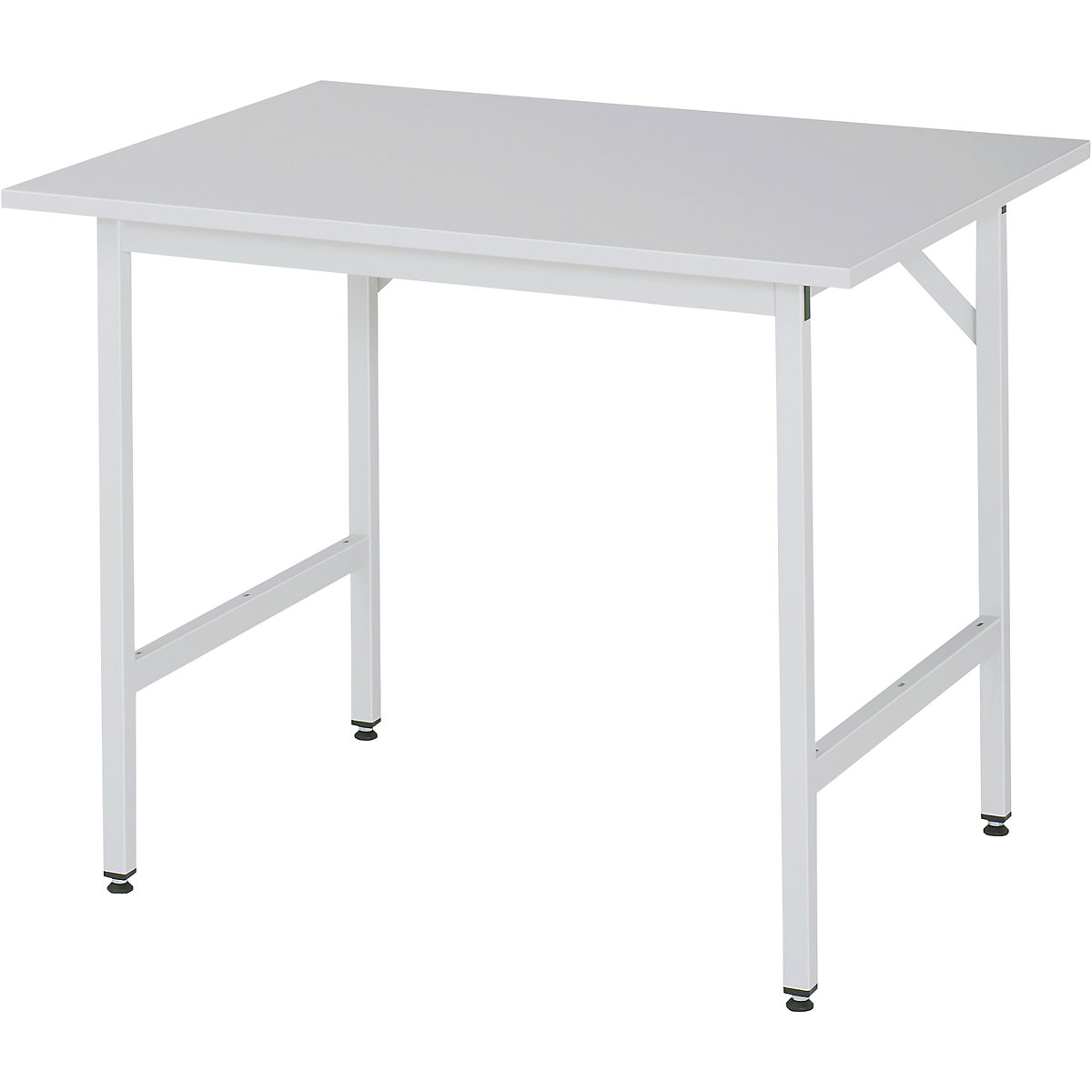 Work table, height adjustable – RAU, 800 – 850 mm, melamine coated chipboard worktop, WxD 1000 x 800 mm, light grey-15