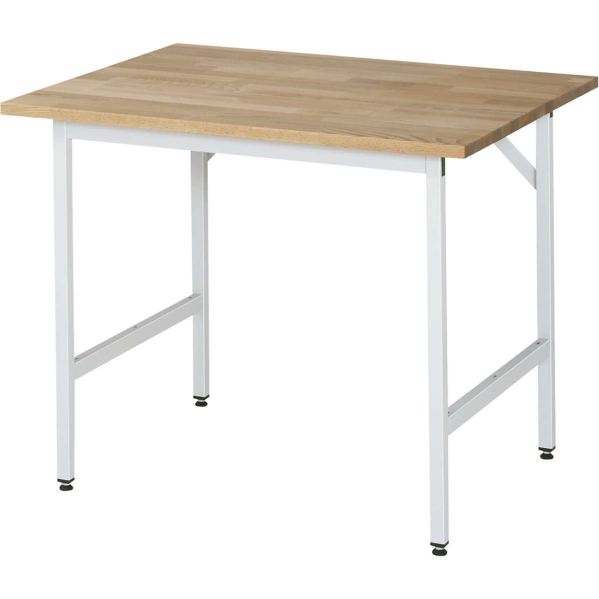Work table, height adjustable – RAU, 800 – 850 mm, solid beech worktop, WxD 1000 x 800 mm, light grey-14