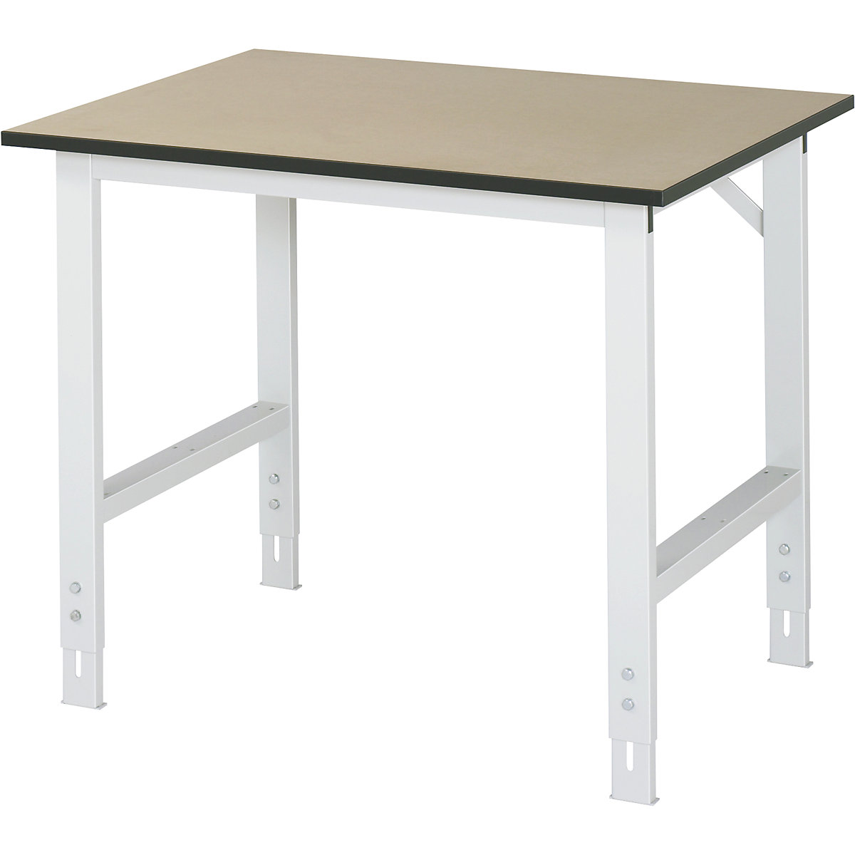 Work table, height adjustable – RAU, 760 – 1080 mm, MDF worktop, WxD 1000 x 800 mm, light grey-11