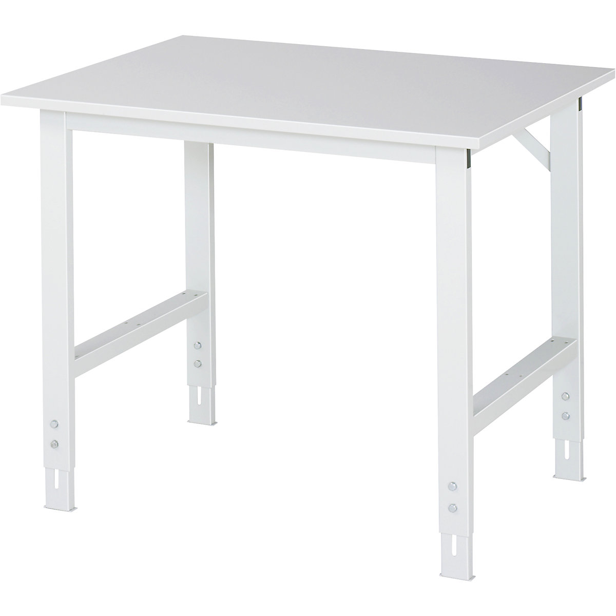 Work table, height adjustable – RAU, 760 – 1080 mm, melamine coated chipboard worktop, WxD 1000 x 800 mm, light grey-12