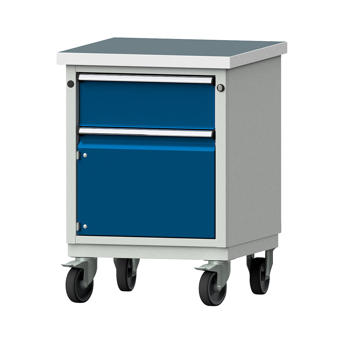Compact workbench – ANKE, WxD 605 x 650 mm, 1 drawer, 1 cupboard, mobile, universal worktop-4