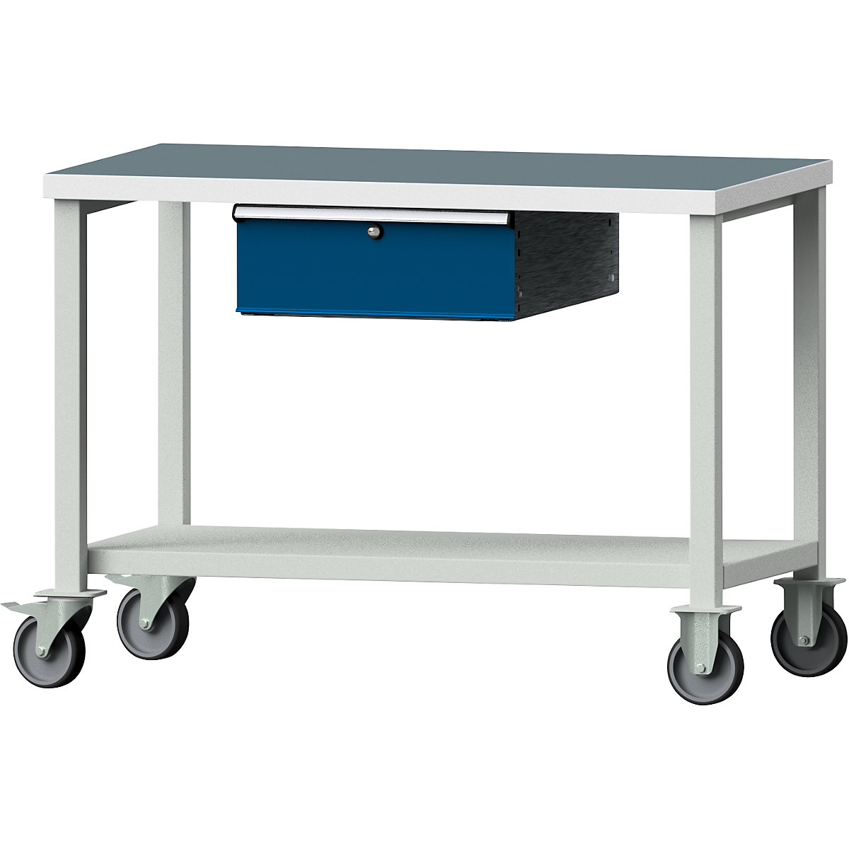 Compact workbench – ANKE, WxD 1140 x 650 mm, 1 drawer, mobile, universal worktop-2