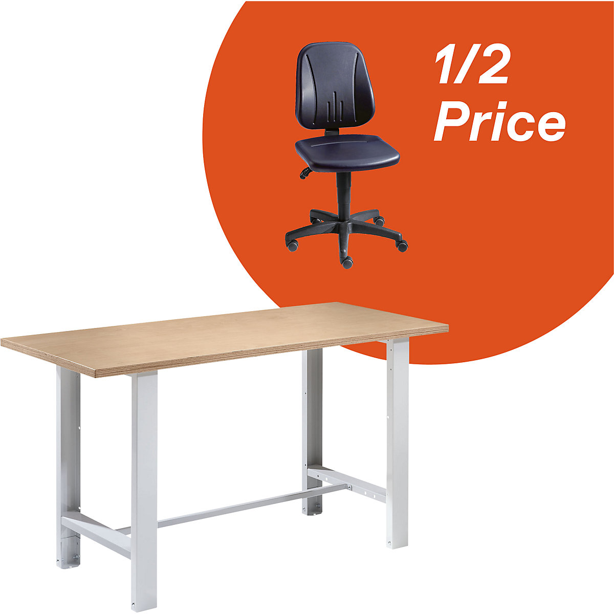 Deal: workbench incl. industrial swivel chair for 1/2 price
