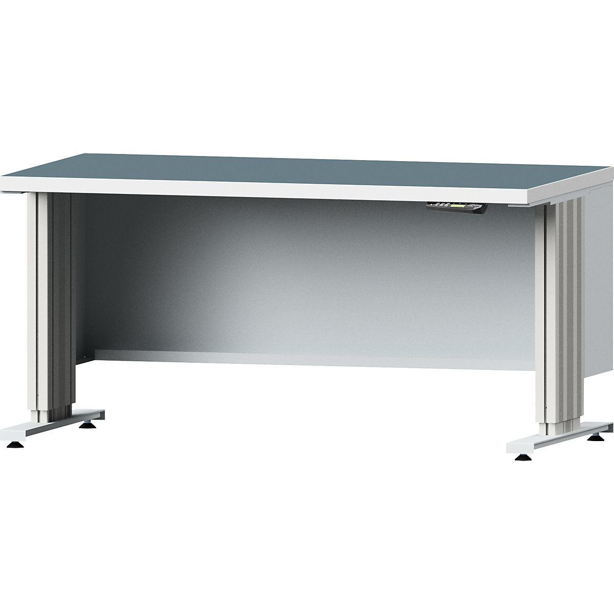 Electrically height adjustable workbench – ANKE, worktop depth 800 mm, worktop with universal lining, width 1500 mm-7