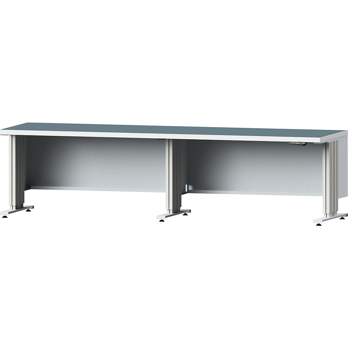 Electrically height adjustable workbench – ANKE, worktop depth 800 mm, worktop with universal lining, width 2800 mm-9
