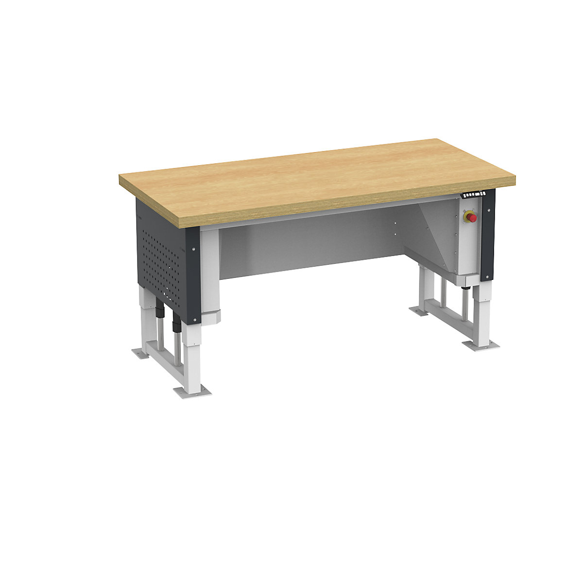 Heavy duty table, electrically height adjustable, worktop width 1685 mm, max. surface load 1000 kg, charcoal RAL 7016-2