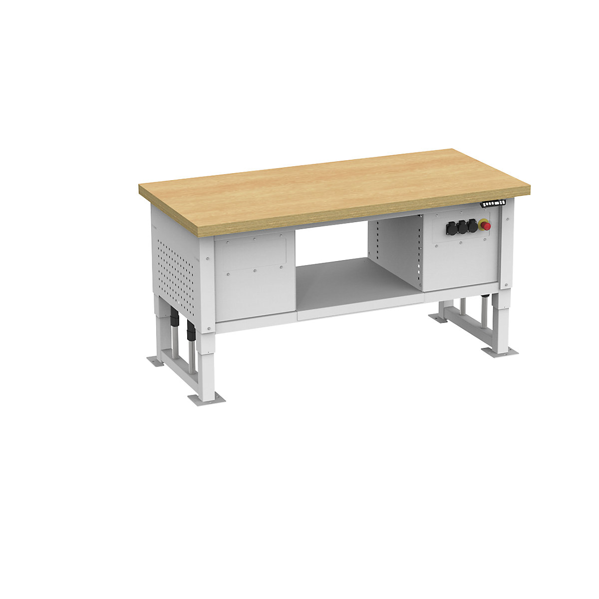 Heavy duty table, electrically height adjustable, worktop width 1685 mm, max. surface load 2000 kg, light grey RAL 7035-1