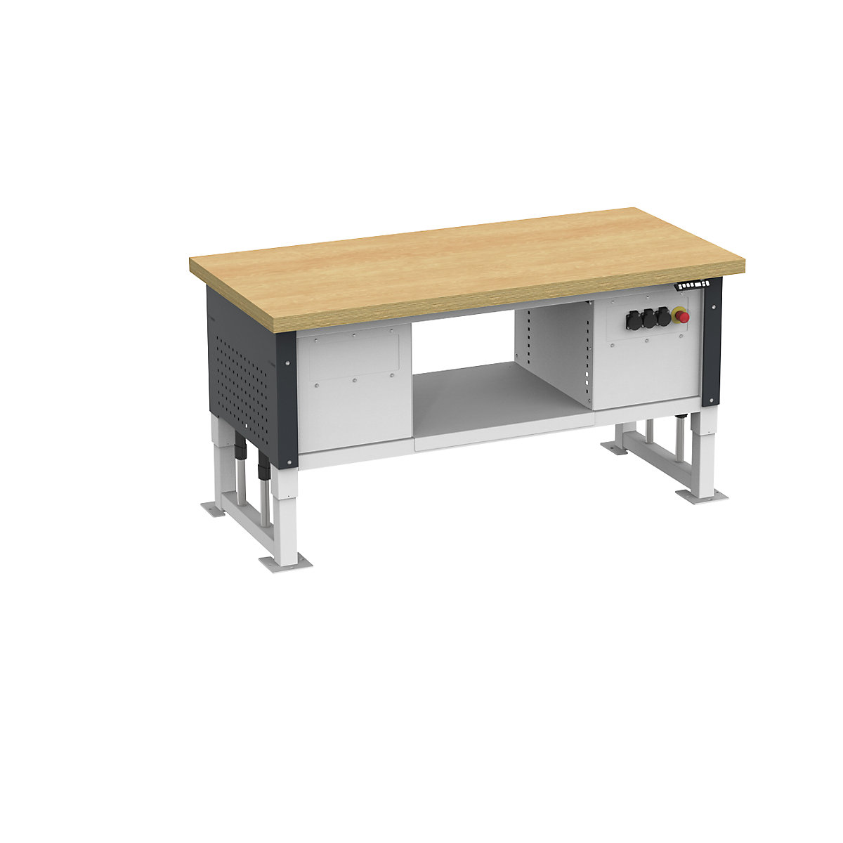 Heavy duty table, electrically height adjustable, worktop width 1685 mm, max. surface load 2000 kg, charcoal RAL 7016-2