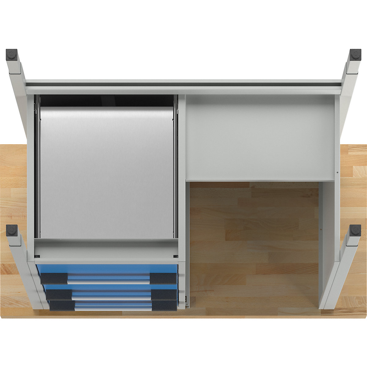 Height-adjustable workbench, frame construction – eurokraft pro (Product illustration 6)-5