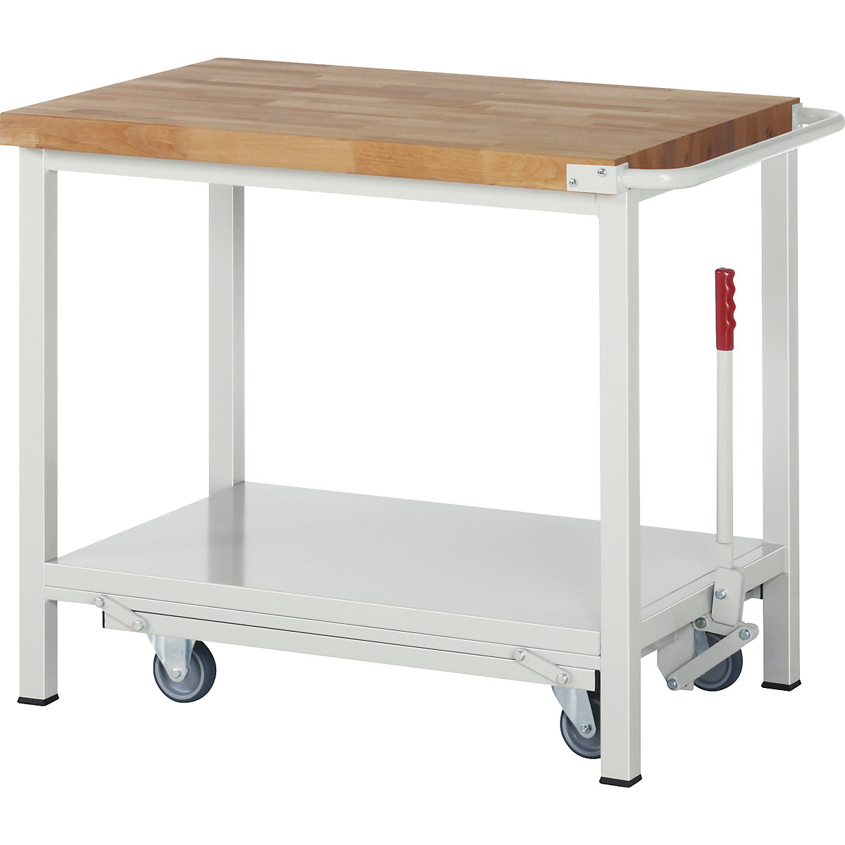 Mobile and lowerable workbench, Series 8 frame construction – eurokraft pro, 1 shelf, WxD 1000 x 700 mm-3