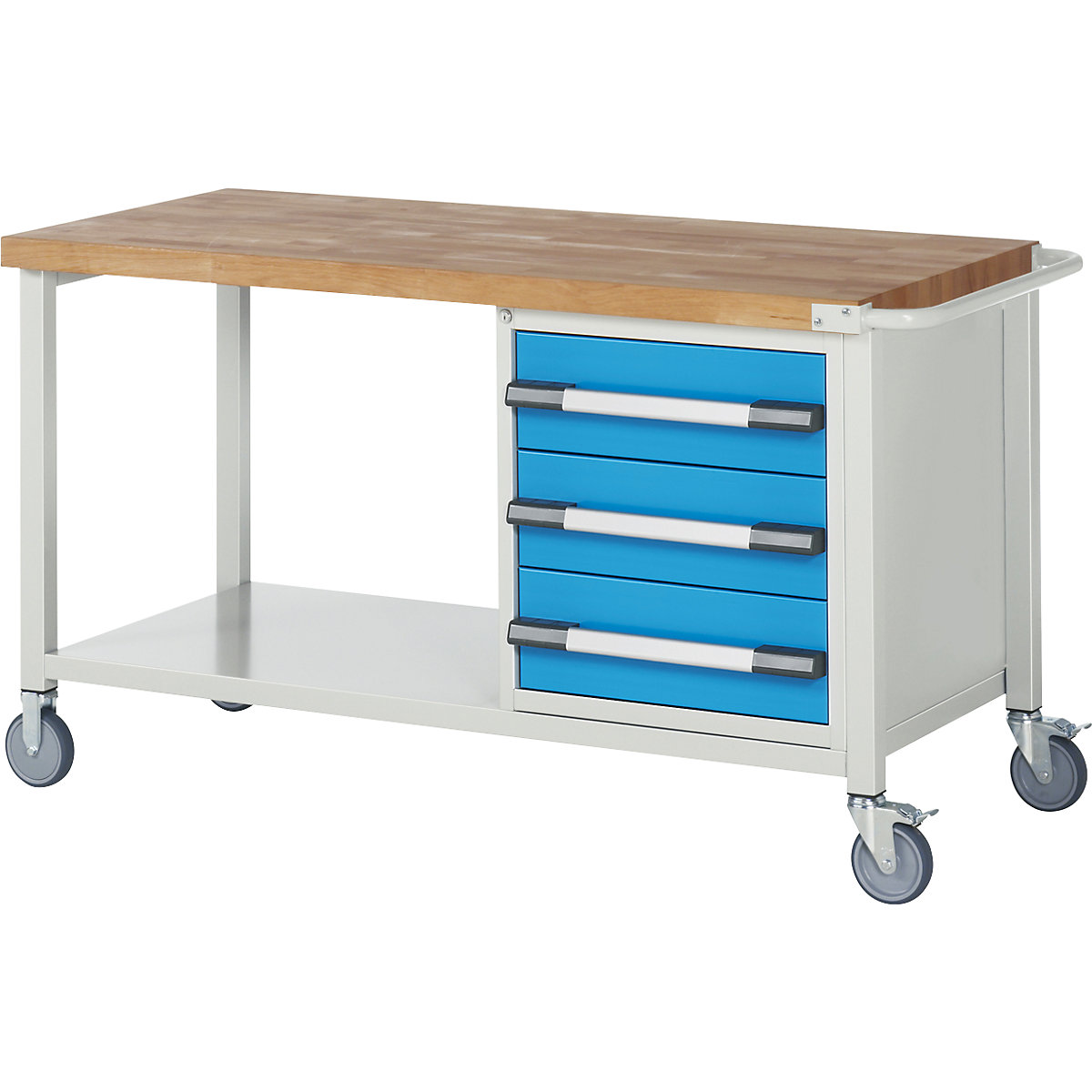 Series 8 mobile workbench, frame system – eurokraft pro, 3 drawers, storage shelf, WxD 1500 x 700 mm-6