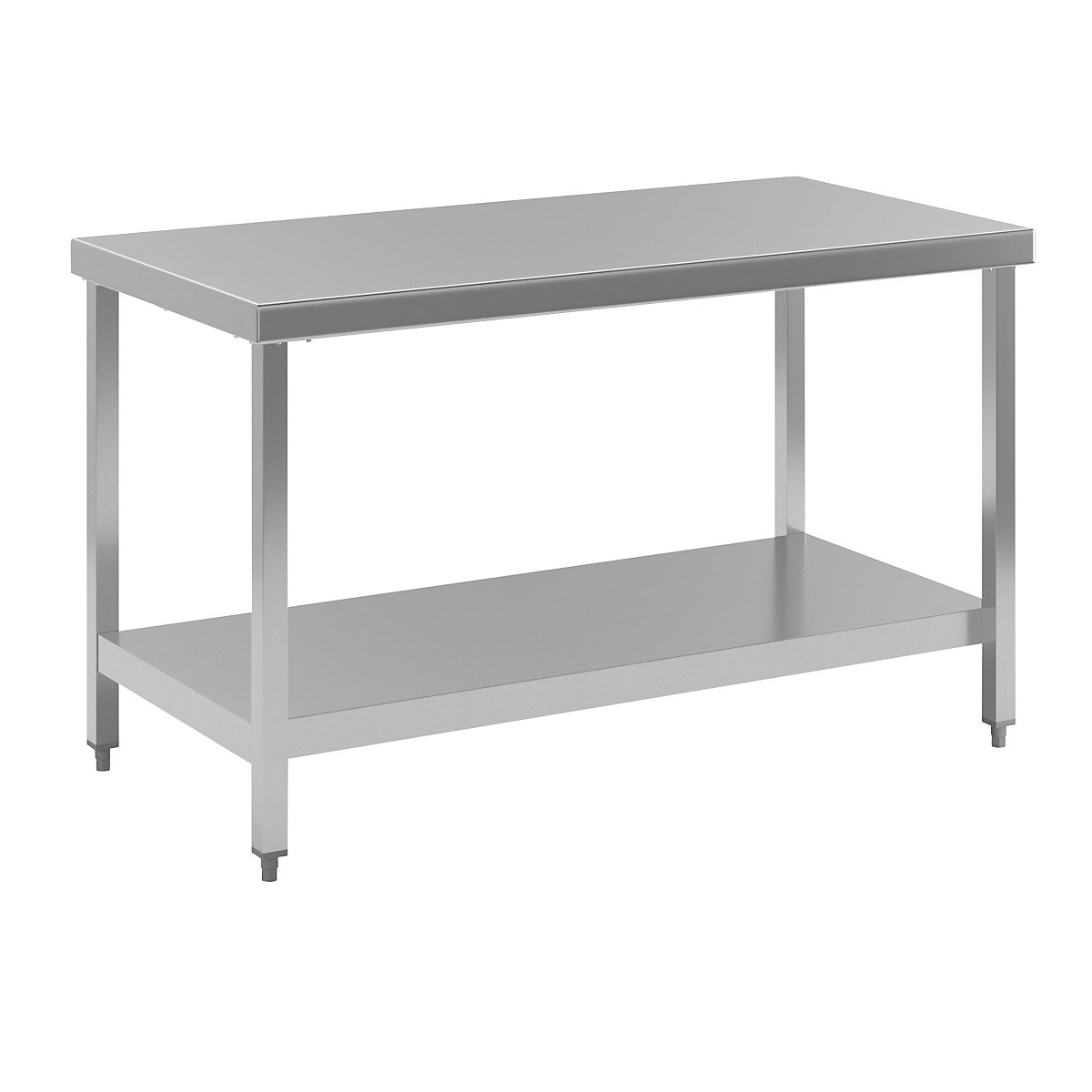 Stainless steel workbench, working height 850 mm, WxD 1400 x 700 mm, with shelf-10