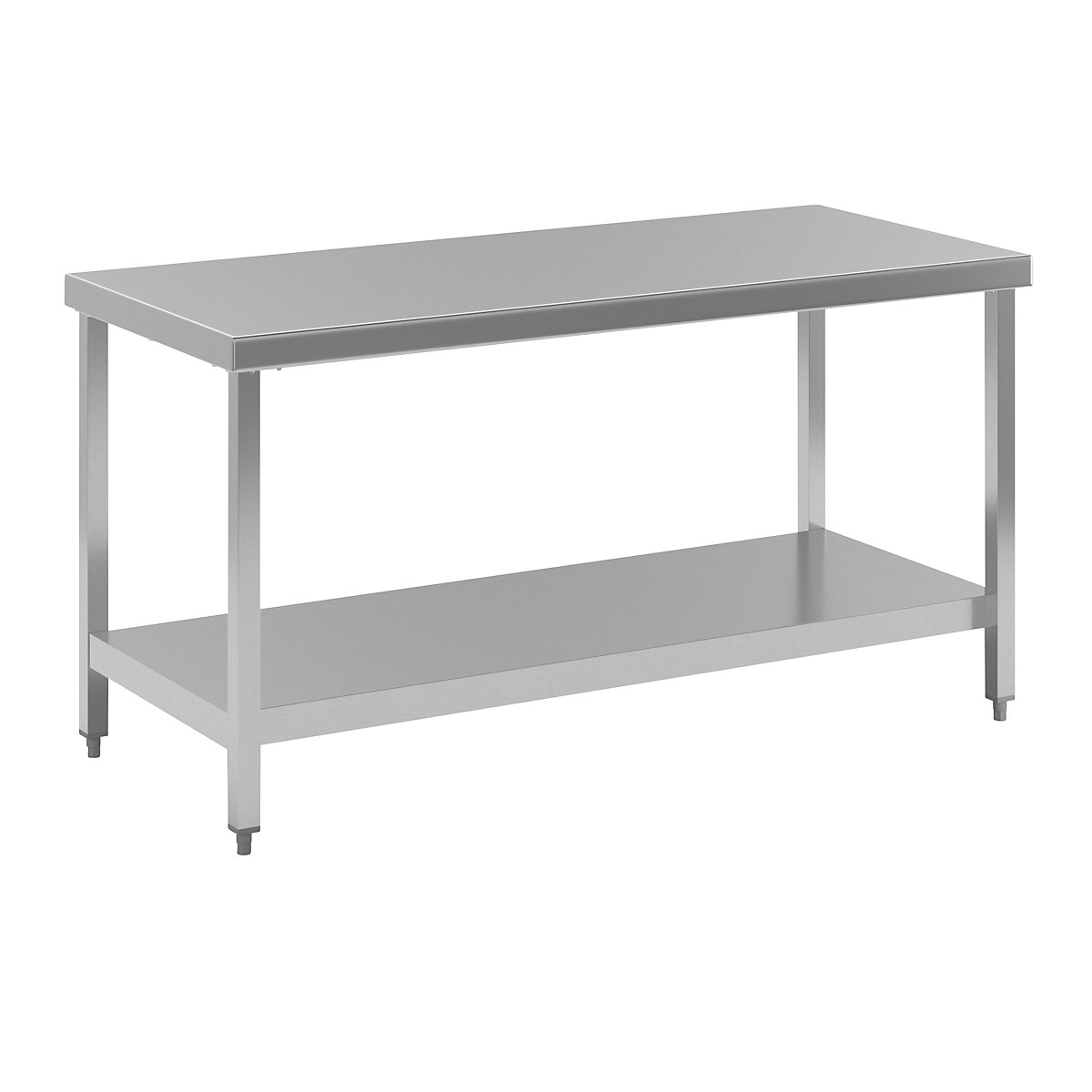 Stainless steel workbench, working height 850 mm, WxD 1600 x 700 mm, with shelf-8