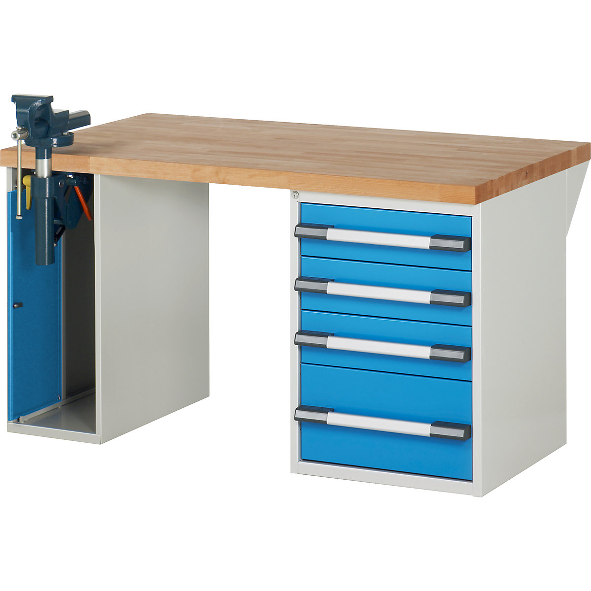 Workbench, Series 7 modular system – eurokraft pro, 1 cupboard, 1 fixed pedestal with 4 drawers, WxD 1500 x 900 mm-4