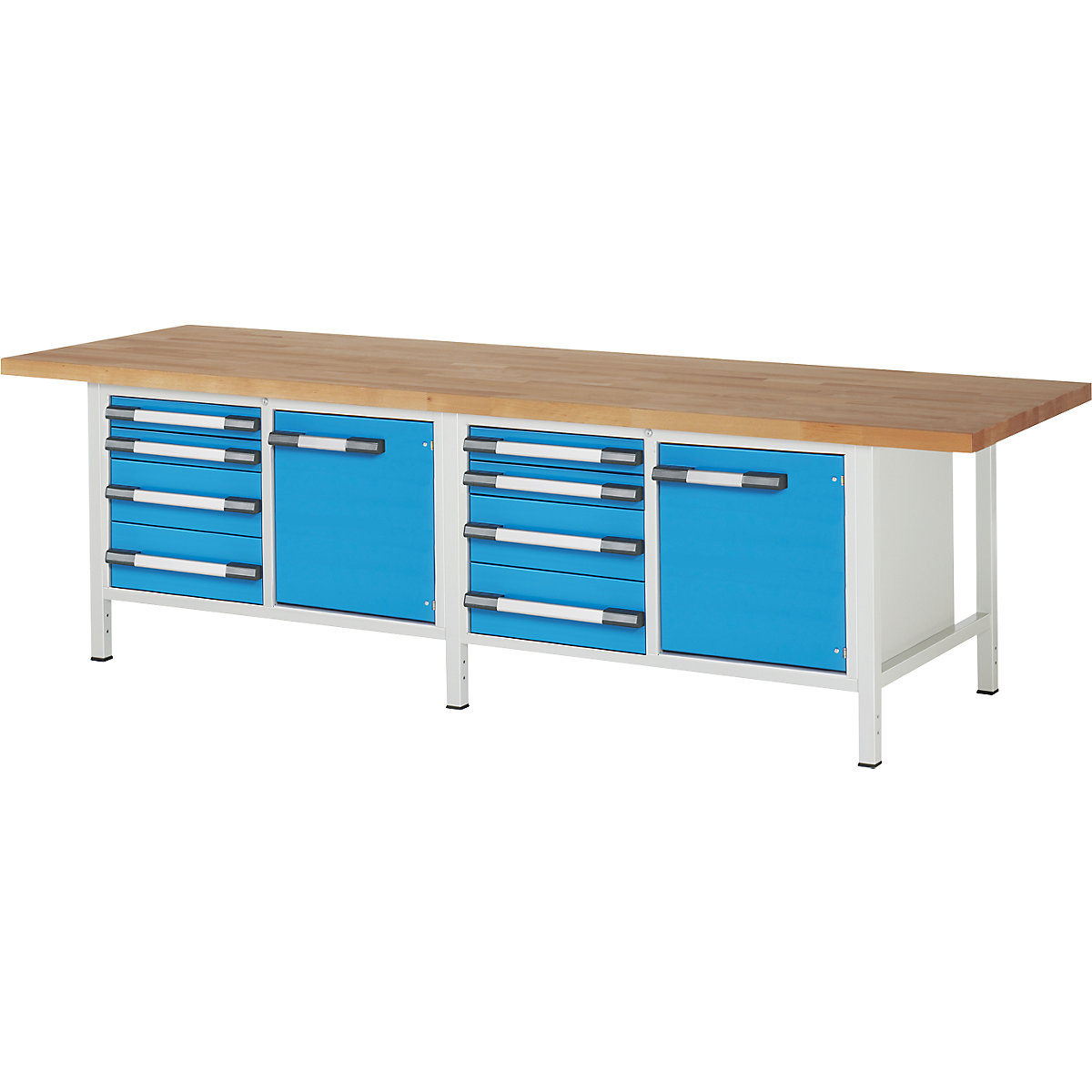 Workbench, Series 8 frame construction – eurokraft pro: 8 drawers: 4 x ...