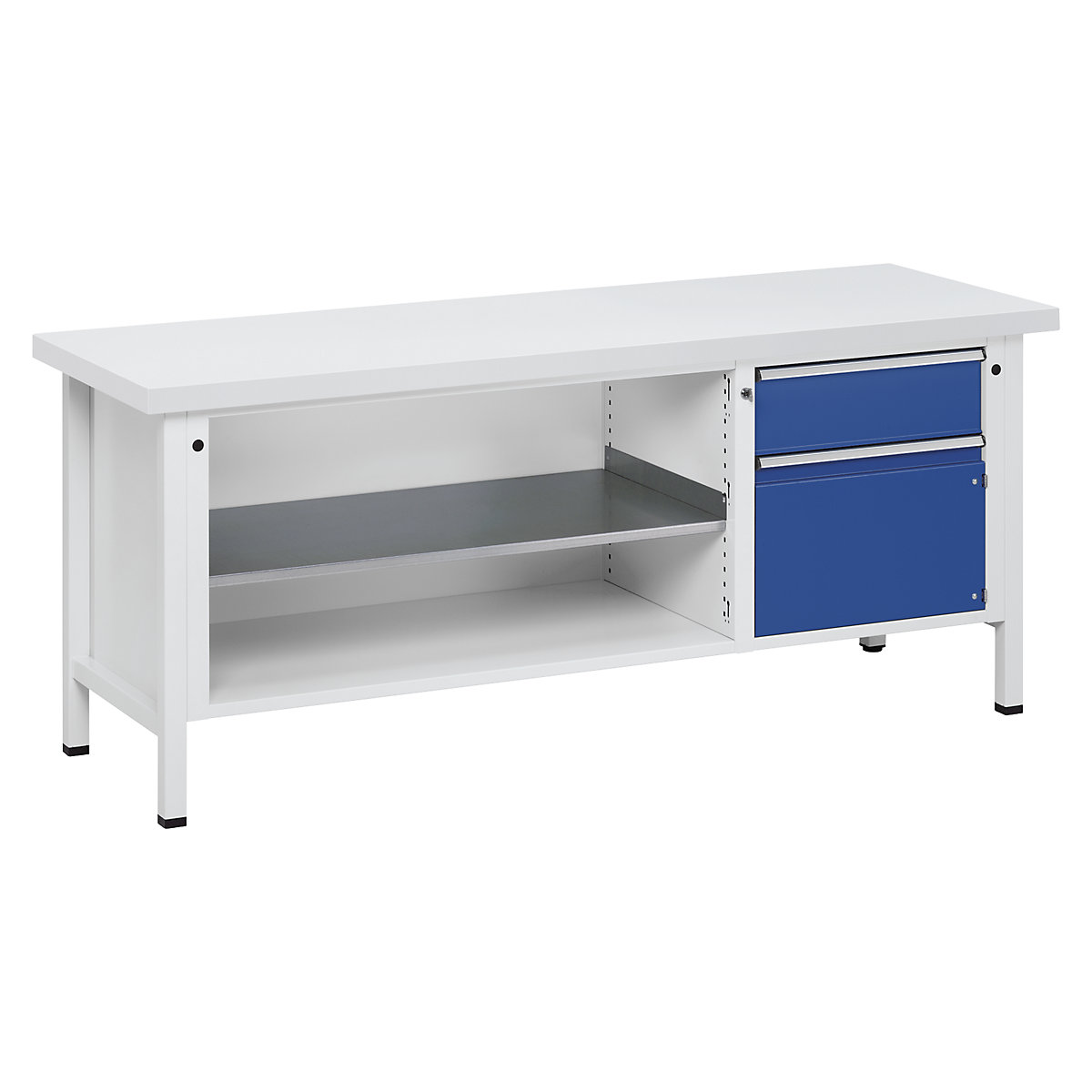 Workbench, frame construction – ANKE, 1 drawer 180 mm, door 360 mm, universal worktop, partial extension-8
