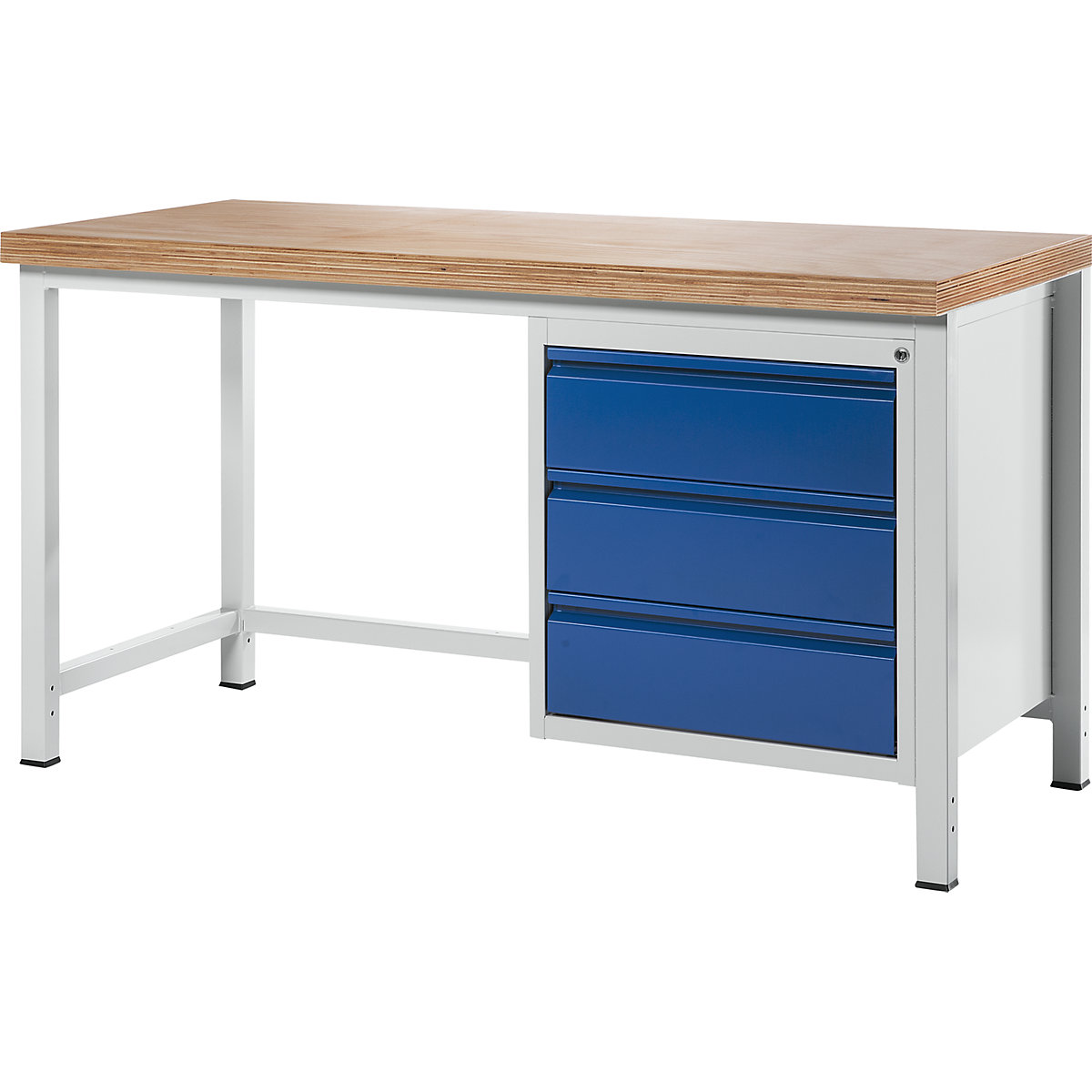 Workbench, frame construction – RAU: 3 drawers, worktop width 1500 mm ...