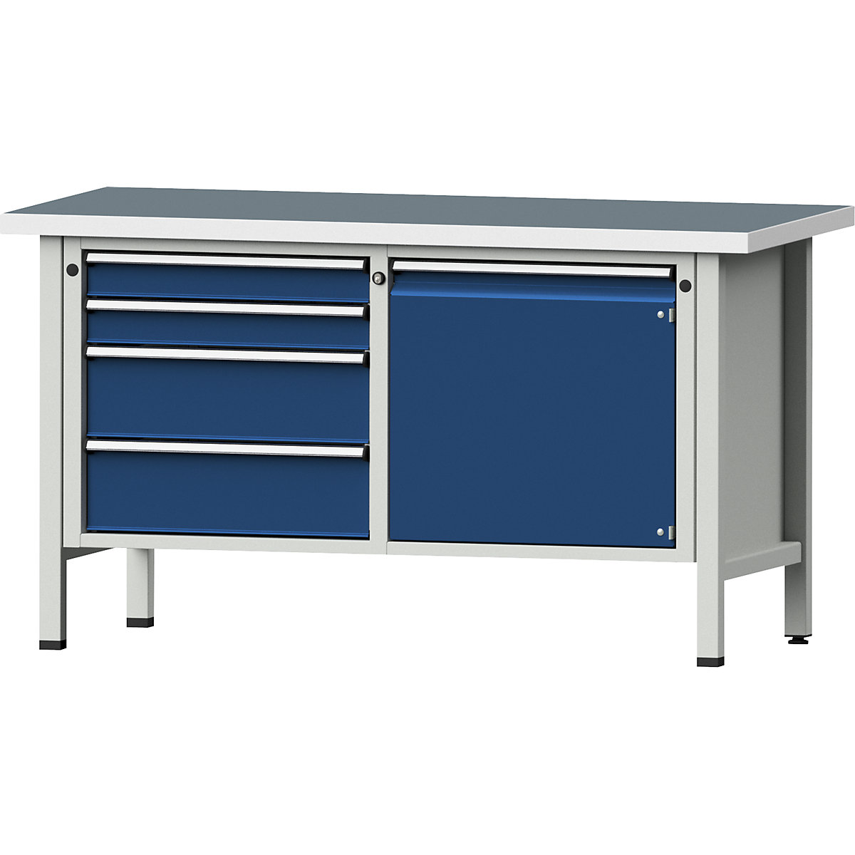 Workbench, frame construction – ANKE, 4 drawers, door 540 mm, universal worktop, partial extension-12