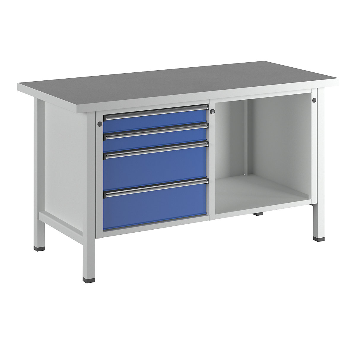 Workbench, frame construction – ANKE, 4 drawers, 1 shelf, universal worktop, height 840 mm-7
