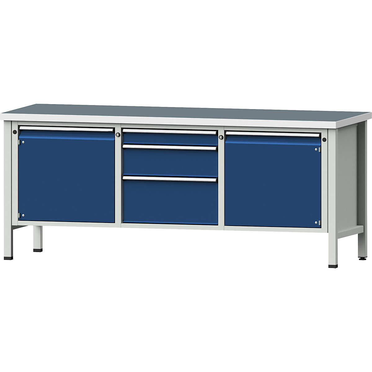 Workbench, frame construction – ANKE, 2 doors 540 mm, 3 drawers, universal worktop, partial extension-11