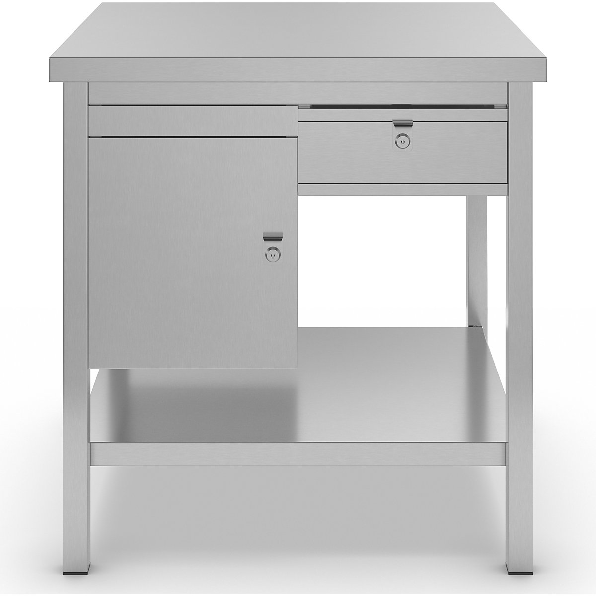 Workbench made of chrome nickel steel – eurokraft basic (Product illustration 5)-4