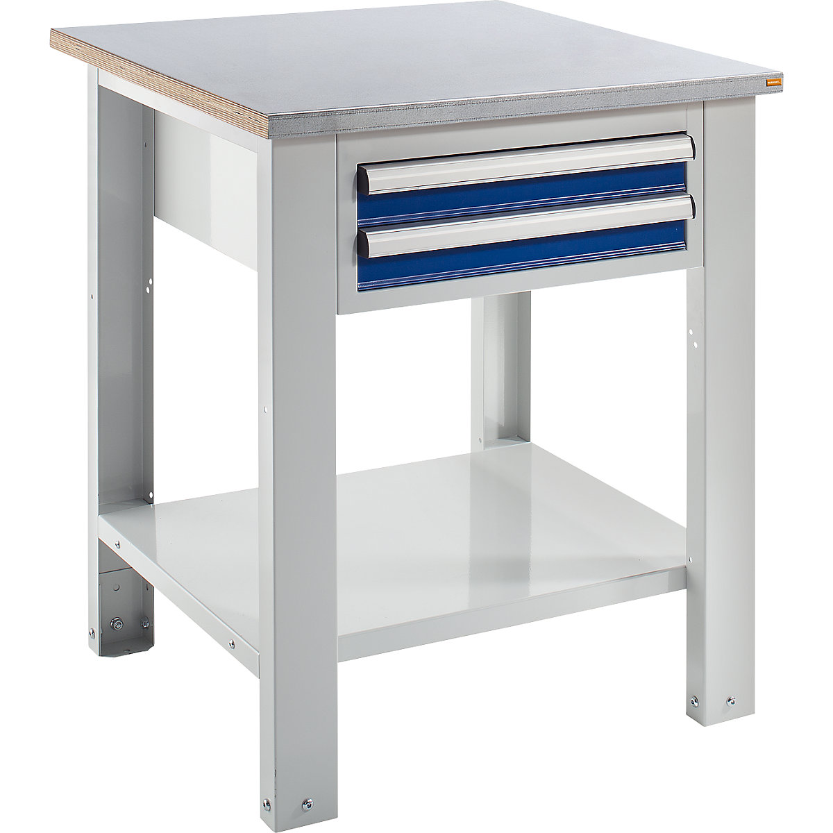 Workbench, modular system – eurokraft basic, worktop width 700 mm, 2 drawers, sheet steel covered worktop-2