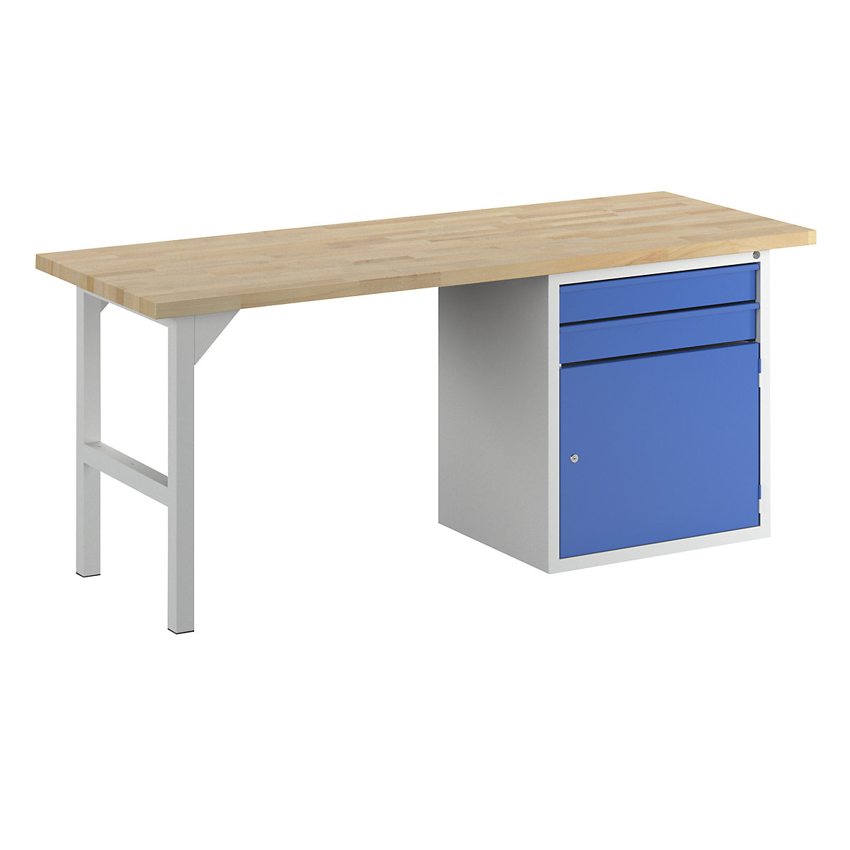Workbench, modular system, 2 drawers, 1 door, width 2000 mm, blue-4