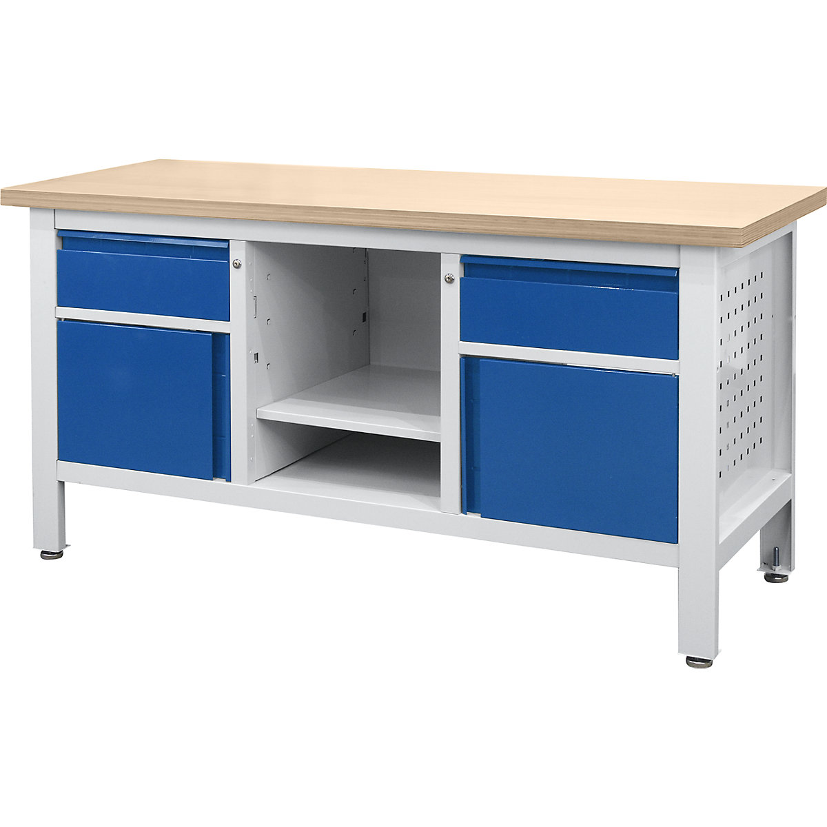 Workbench: 2 drawers, 2 doors, 1 open compartment with shelf | KAISER+KRAFT
