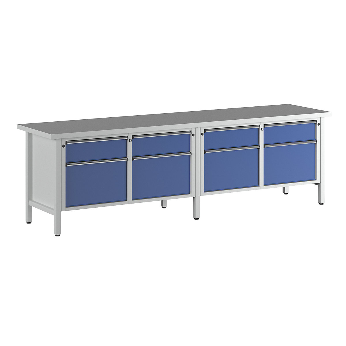 Workbench width 2800 mm, frame construction – ANKE, 8 drawers, universal worktop-9
