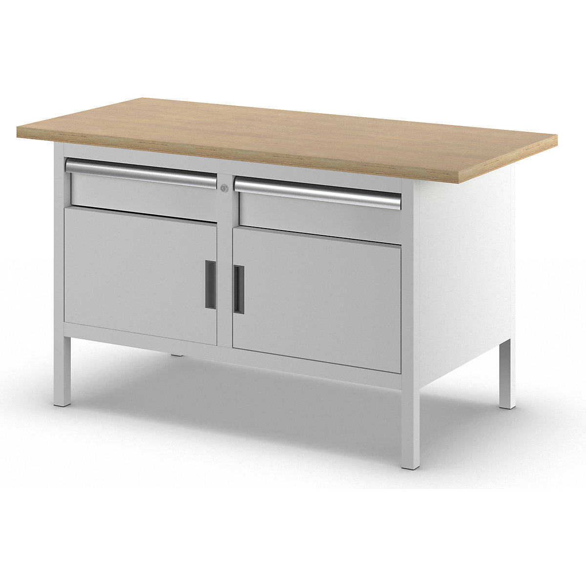 Workbench with solid beech top, frame construction – LISTA (Product illustration 2)-1