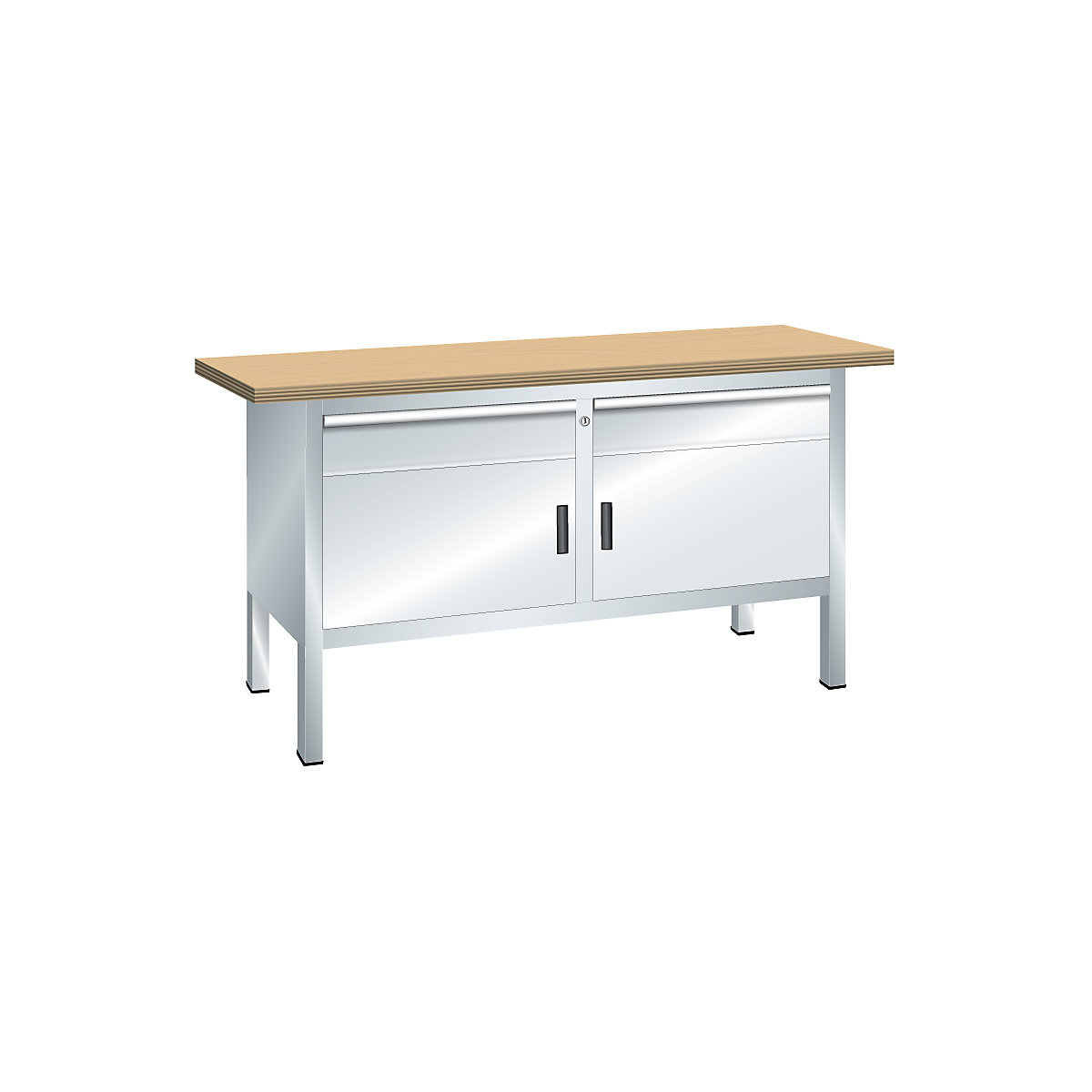 Workbench with solid beech top, frame construction – LISTA (Product illustration 5)-4