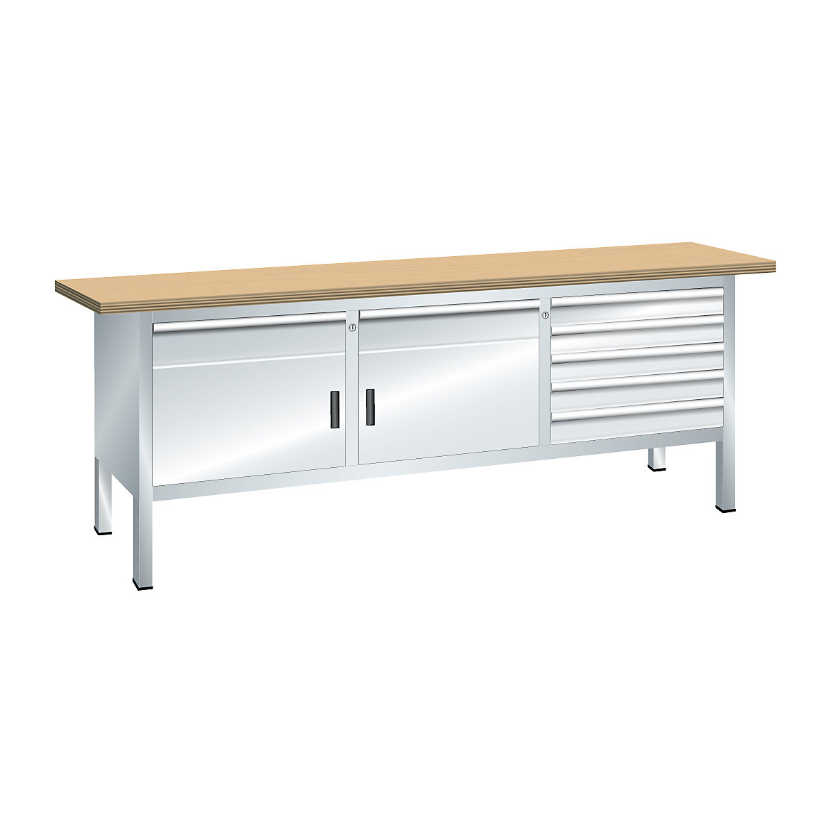 Workbench with solid beech top, frame construction – LISTA (Product illustration 9)-8