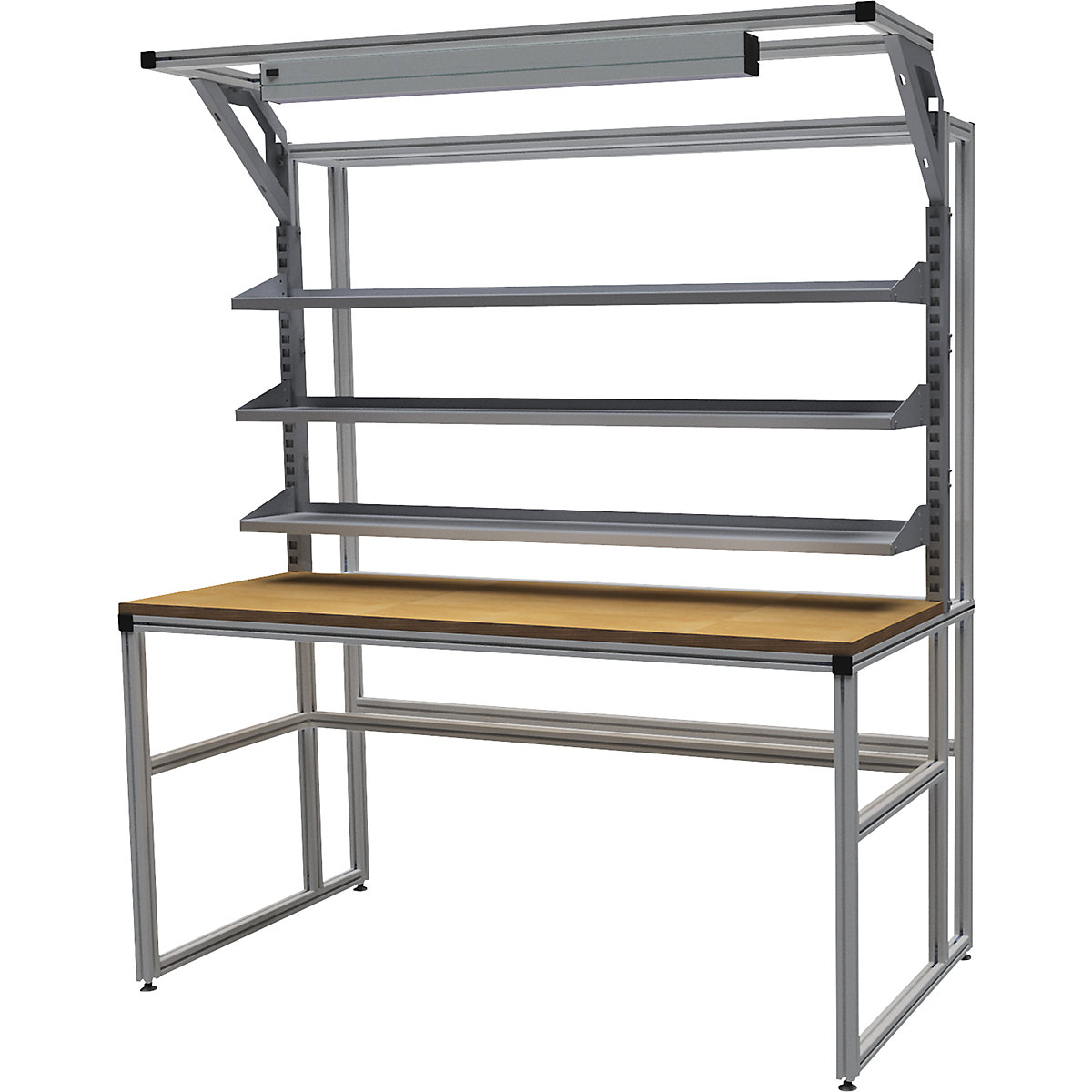 workalu® aluminium workbench with modular system, one sided - bedrunka hirth