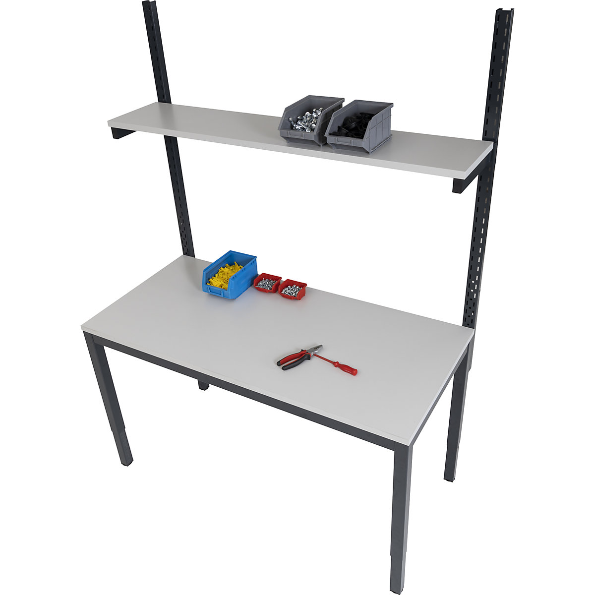 Height adjustable worktable with shelf – eurokraft basic (Product illustration 3)-2