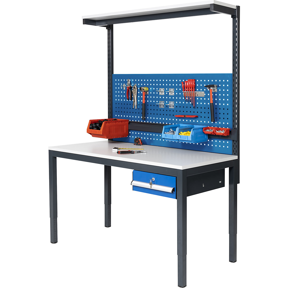 Height adjustable worktable with shelf – eurokraft basic (Product illustration 4)-3