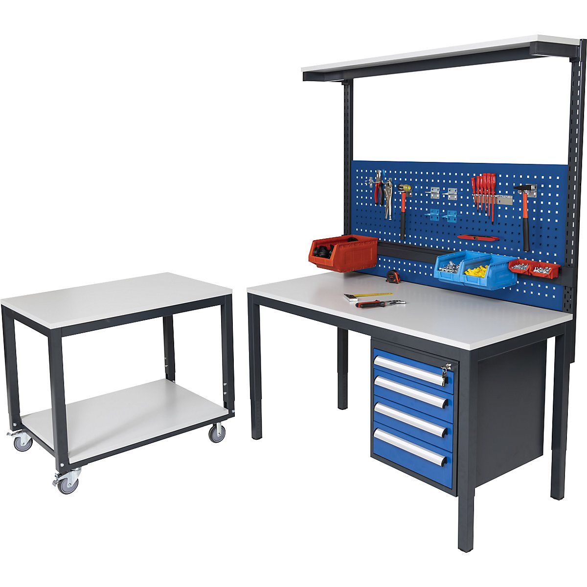 Height adjustable worktable with shelf – eurokraft basic (Product illustration 5)-4