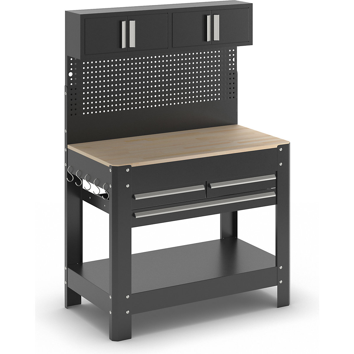 Workbench with perforated rear panel