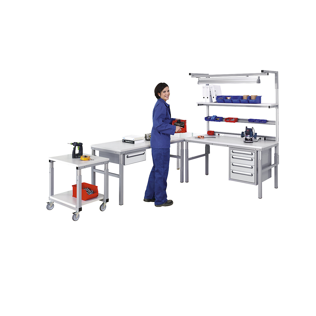 Workstation system, manual height adjustable from 650 – 1000 mm – RAU (Product illustration 3)-2